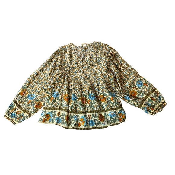 NWT Solitaire Womens Floral Peasant Blouse Cotton Rayon Blend Boho Style XL - Picture 1 of 10